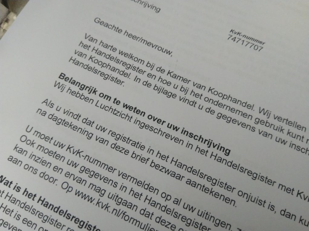 Inschrijving KvK Handelsregister